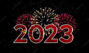het jaar 2023 logo en vuurwerk op een blauwe achtergrond vectorillustratie 8130 1117 1